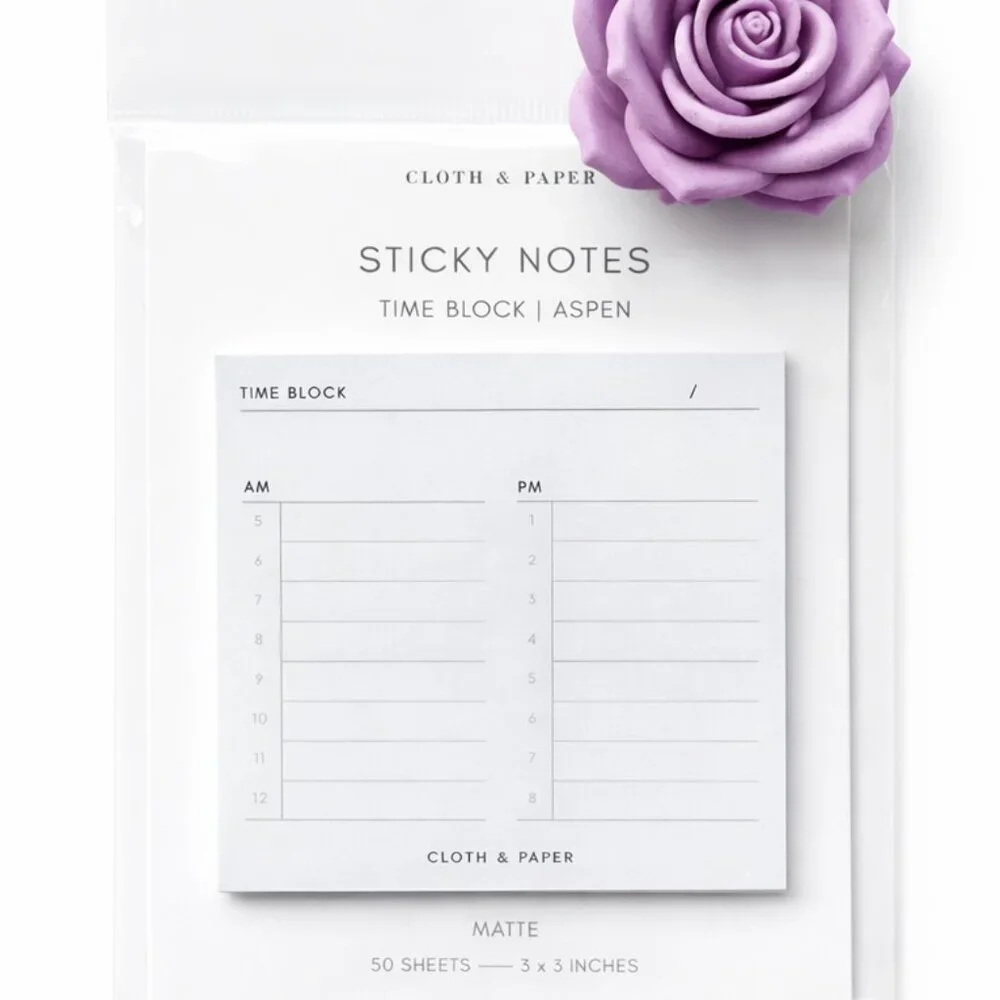 Cloth & Paper Time Block Sticky Notes | Aspen | 3x3 Planner Notes